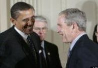 Bushes greet Obamas at White House 